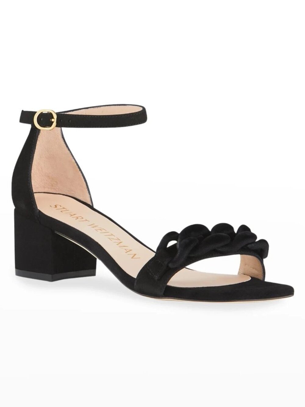 Stuart Weitzman Black Braided Strap Ankle Strap Heels
